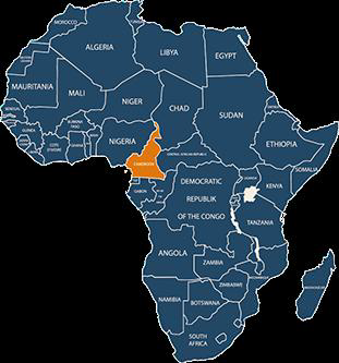 Carte de l’Afrique situant le Cameroun pour les projets de solidarité internationale